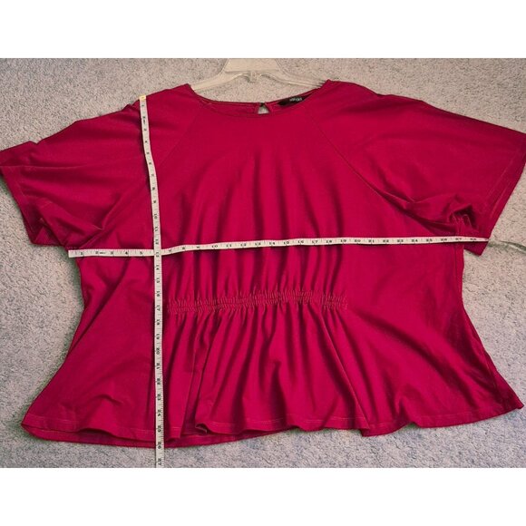 eShakti Red Cotton Blend Flutter Sleeve Peplum Hem Tunic Top Size 5X* EUC - Picture 6 of 8